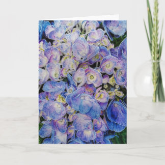 Cartes de voeux bleues de fleur d'hortensia