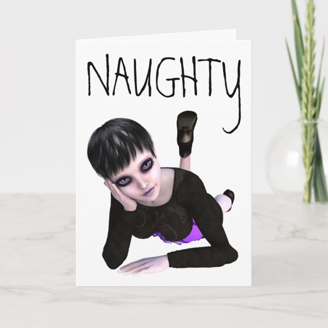 CARTES DE VOEUX "COQUINE" POUR FILLES GOTH EMO (Devant)