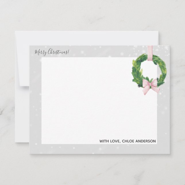 Cartes de vœux Couronne Gingham pour les Fêtes (Devant)