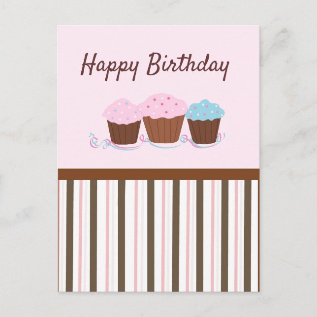 Cartes de vœux Cupcakes Joyeux Anniversaire (Devant)