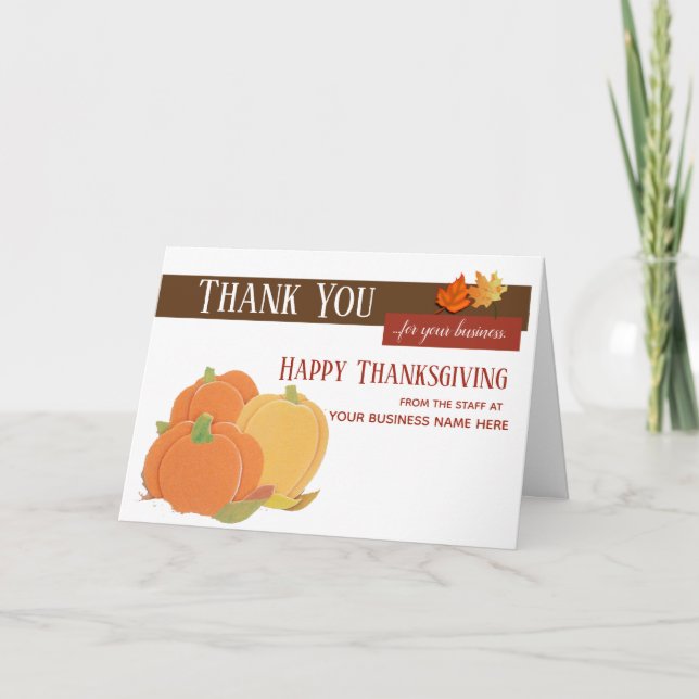 Cartes de vœux d'affaires de Thanksgiving avec cit (Devant)