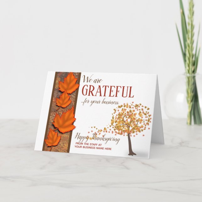 Cartes de vœux d'affaires pour Thanksgiving - (Devant)