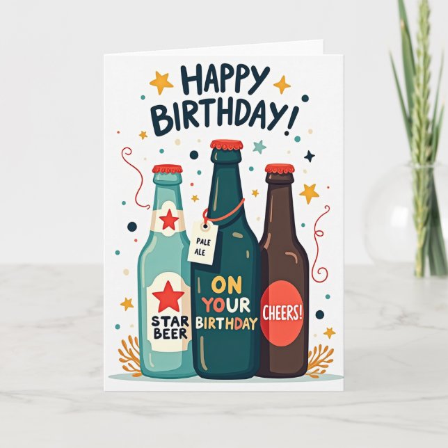 Cartes de Vœux d'Anniversaire Bouteilles de Célébr (Devant)