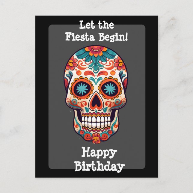 Cartes de vœux d'anniversaire Crâne de Sucre (Devant)