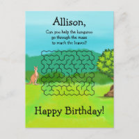 Cartes de vœux d'anniversaire Labyrinthe Kangourou