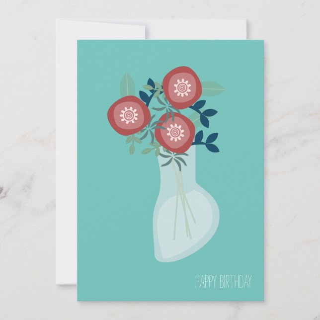 Cartes de vœux d'anniversaire simples de fleurs ch (Devant)