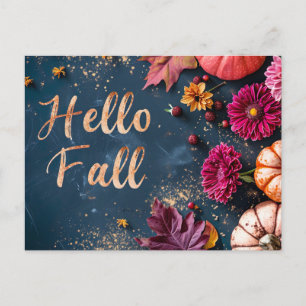 Cartes de vœux d'automne avec citrouilles et fleur