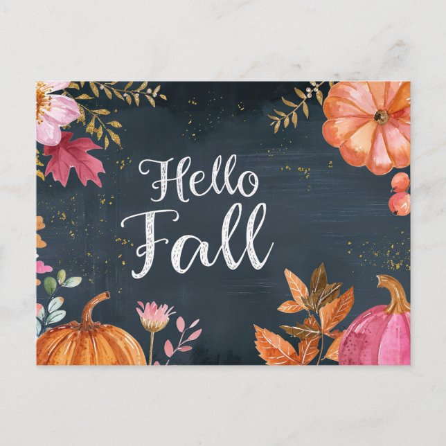 Cartes de vœux d'automne avec citrouilles et fleur (Devant)