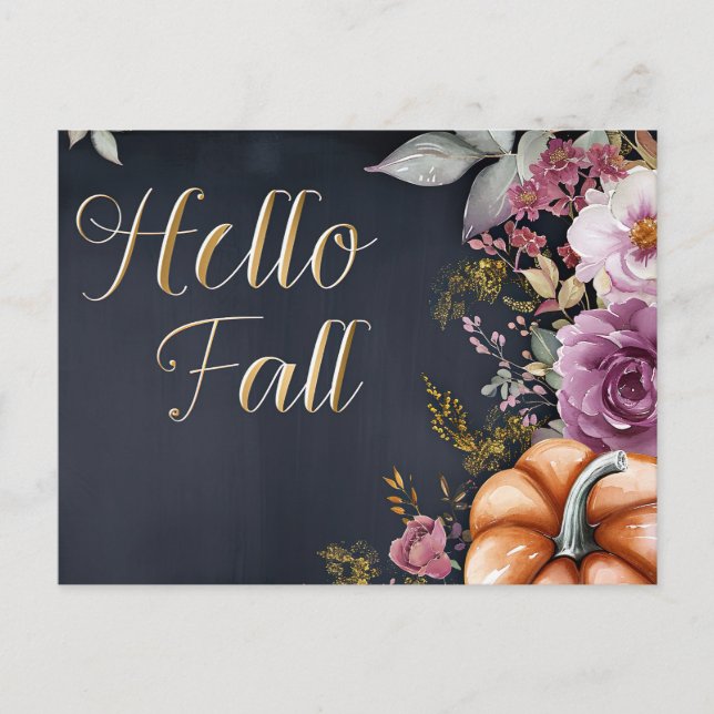 Cartes de vœux d'automne Citrouilles et Fleurs (Devant)