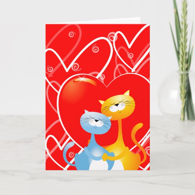 Cartes de vœux de chats amoureux (Devant)