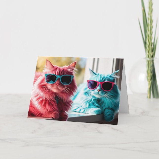 Cartes de vœux de chats colorés mignons (Devant)