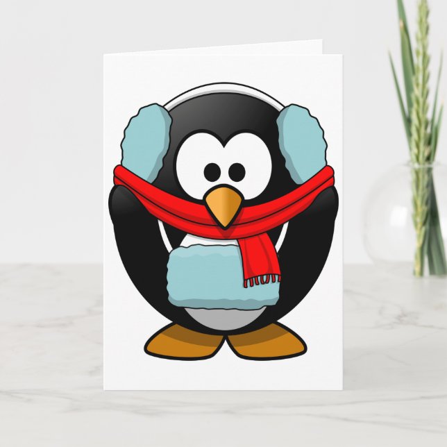 Cartes de voeux de congélation de pingouin (Devant)