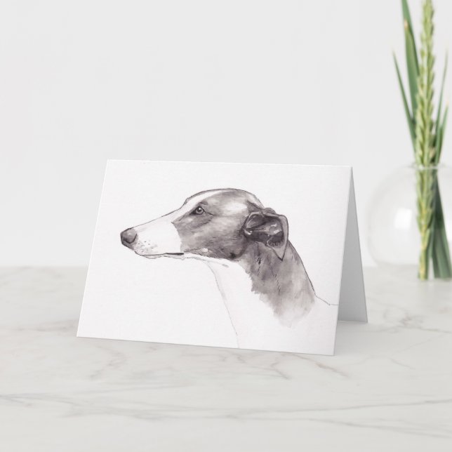 Cartes de voeux de dessin d'encre Greyhound (Devant)