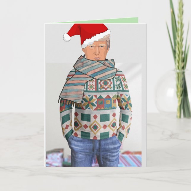 Cartes de vœux de DONALD TRUMP en pull de Noël (Devant)