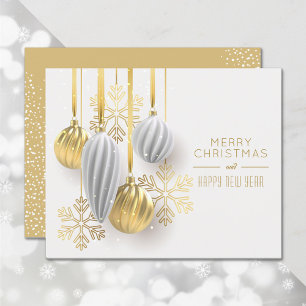 Cartes de vœux de fêtes avec ornements argent or b
