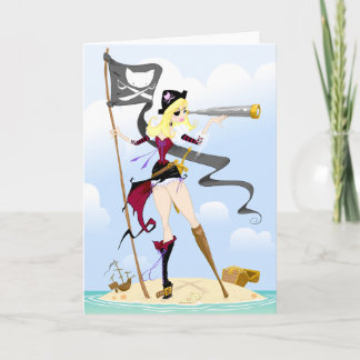 Cartes de voeux de fille Pirate mignonne