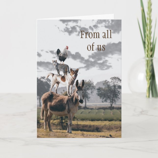 Cartes de voeux de groupe de pyramide animale amus (Devant)