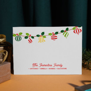 Cartes de vœux de la famille avec guirlande d'orne