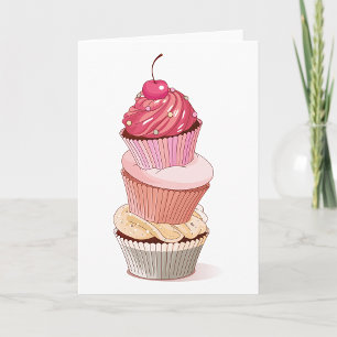Cartes de voeux de la pile de cupcake