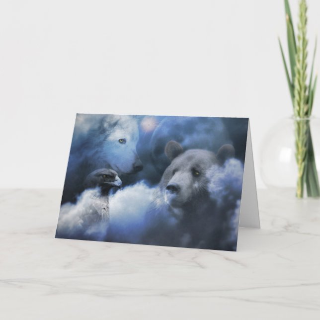 Cartes de voeux de la saison des Wolf Bear et Eagl (Devant)