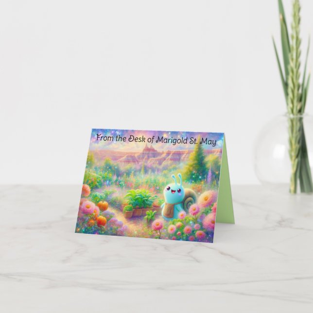 Cartes de vœux de l'escargot de jardinage de Badla (Devant)