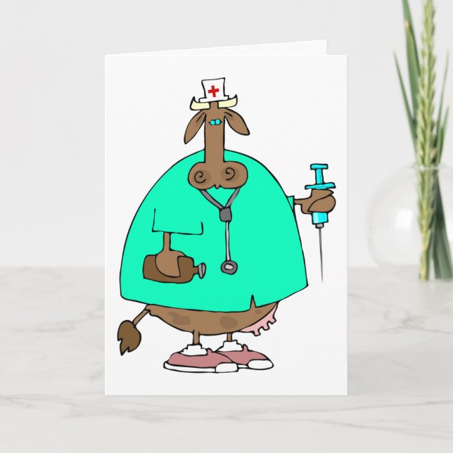 Cartes de voeux de l'infirmière de vache (Devant)