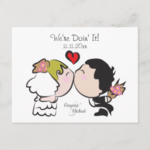Cartes de vœux de mariage de mariée et marié migno