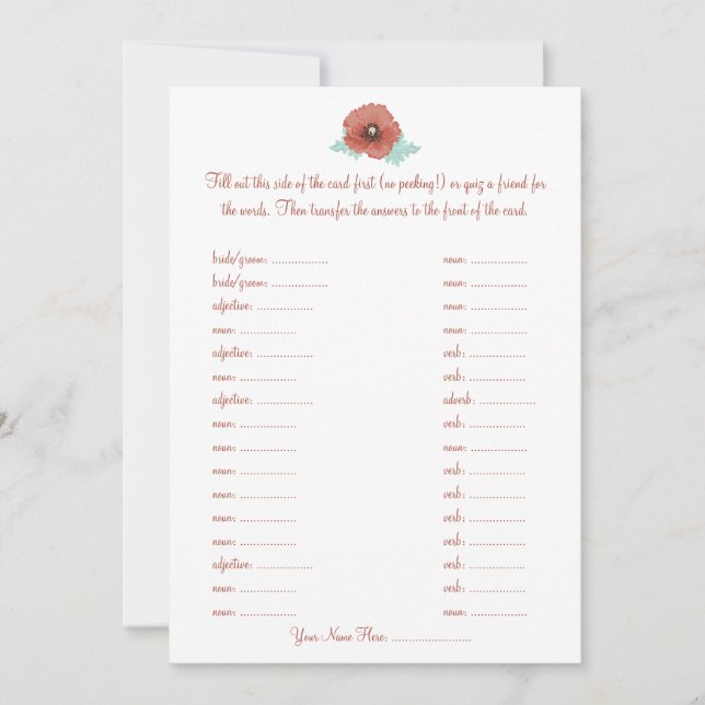 Cartes de voeux de mariage Fleurs Pivoines Rouges (Devant)