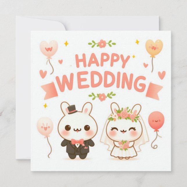 Cartes de vœux de mariage joyeux  (Devant)