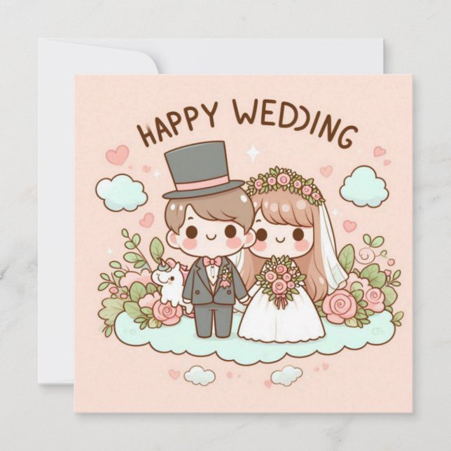 Cartes de vœux de mariage joyeux  (Devant)