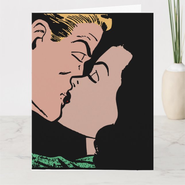 CARTES DE VOEUX DE MARIAGE RÉTRO BISOU (Devant)