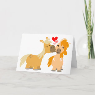 Cartes de vœux de mignons poneys de dessin animé a