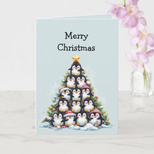 Cartes de vœux de Noël au manchot amusant