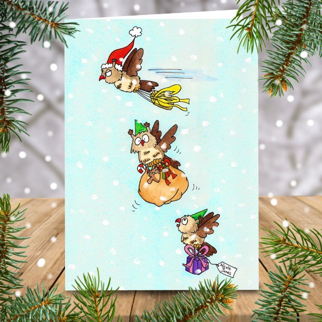 Cartes de vœux de Noël aux hiboux  (Créateur téléchargé)