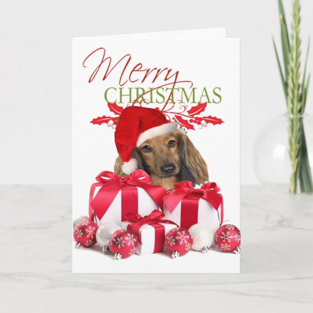 Cartes de voeux de Noël Dachshund (Devant)