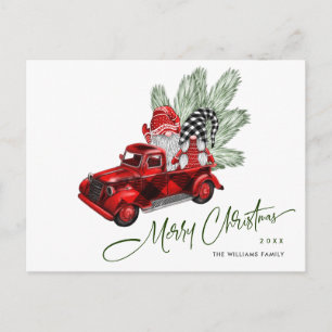 Cartes de vœux de Noël de lutins de camion rouge r