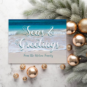 Cartes de vœux de Noël de plage Mers et salutation