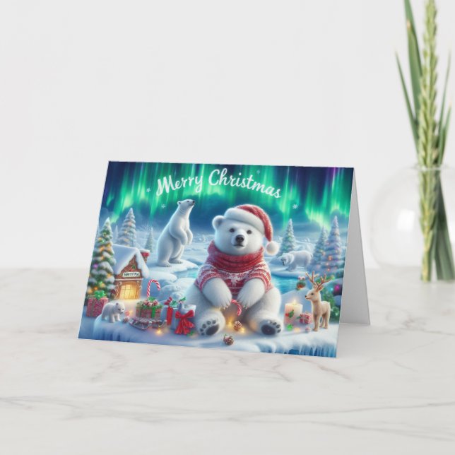 Cartes de voeux de Noël Ours. (Devant)