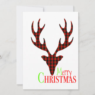 Cartes de voeux de Noël Red Black Plaid Reindeer