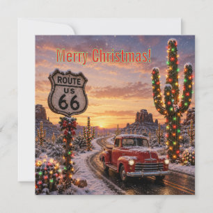 Cartes de vœux de Noël Route 66 avec camion vintag