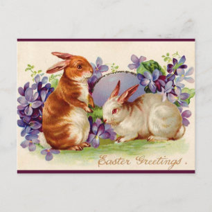 Cartes de vœux de Pâques aux lapins vintage et lil
