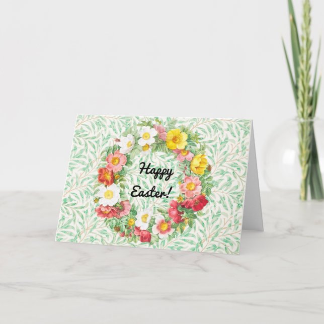 Cartes de vœux de Pâques avec couronne de fleurs v (Devant)