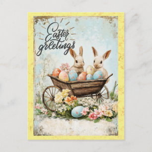 Cartes de vœux de Pâques vintage lapin œuf