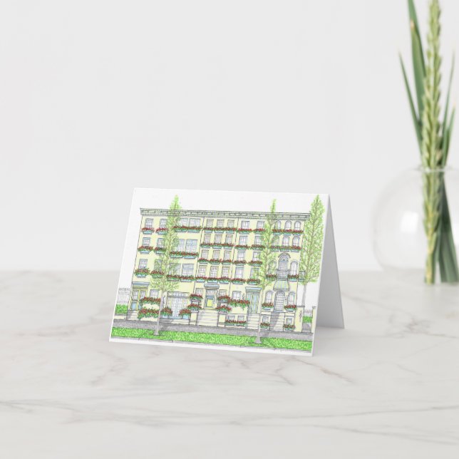 Cartes de vœux de printemps de rangée de maisons (Devant)