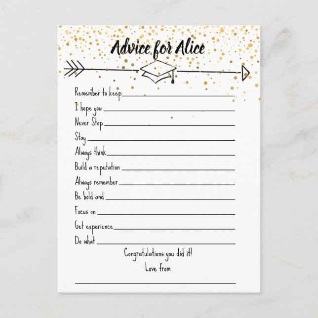 Cartes de vœux de sagesse pour diplômé (Devant)