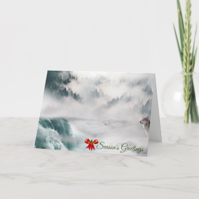 Cartes de vœux de saison à thème loup (Devant)