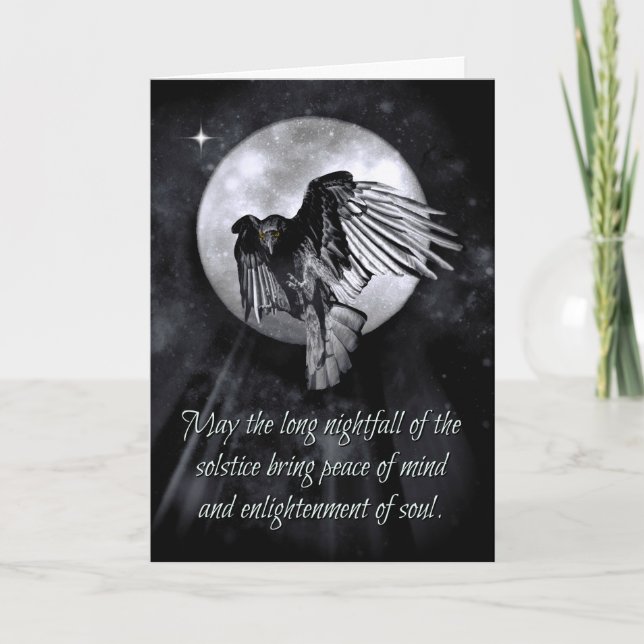 Cartes de vœux de solstice d'hiver Corbeau Corneil (Devant)