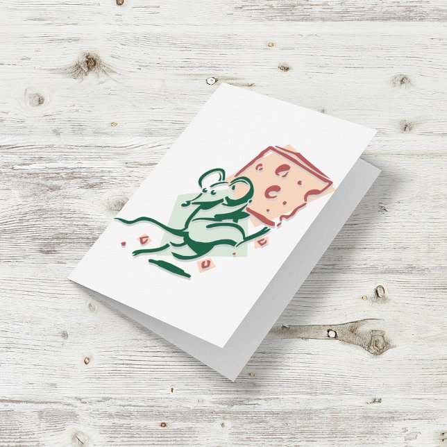 Cartes de vœux de souris prenant du fromage (Créateur téléchargé)