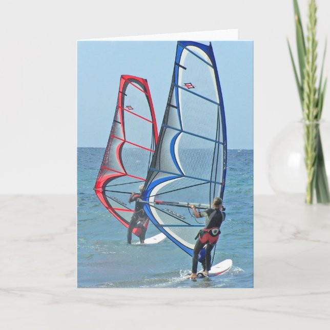 Cartes de voeux de trio de planche à voile (Devant)