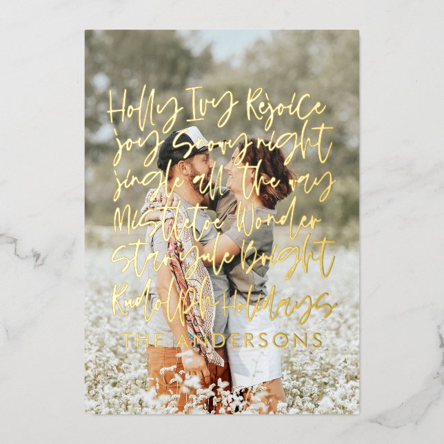 Cartes de vœux de vacances en typographie manuscri (Recto)